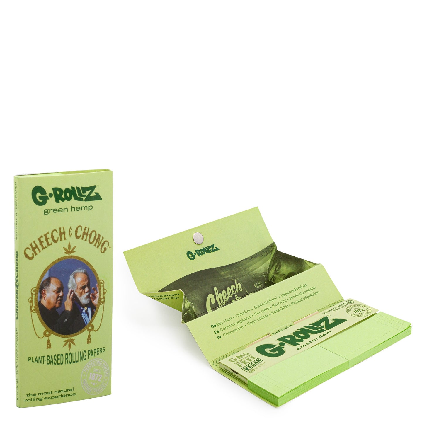 G-ROLLZ Cheech & Chong Classic Set 3 - Organic Green Hemp - 50 KS Papers + Tips & Tray