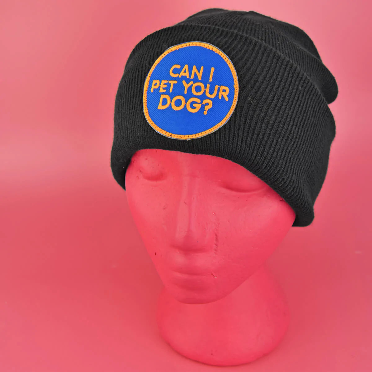 CAN I PET YOUR DOG? PATCH BLACK BEANIE