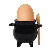 Load image into Gallery viewer, CAULDRON EGG CUP WITH BROOM SPOON
