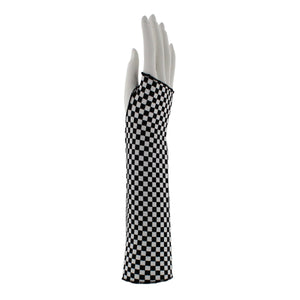 Checkered Long Fingerless Gloves