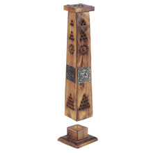 Load image into Gallery viewer, Mango Wood Tower Incense Burner with Elephant Inlay
