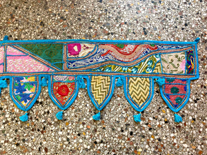 Large Decorative Embroidered Indian Toran/Wall hanging - TURQUOISE
