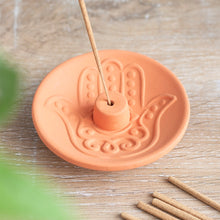 Load image into Gallery viewer, HAMSA TERRACOTTA INCENSE PLATE
