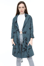 Load image into Gallery viewer, Green Long Tie Die Frida Kahlo Print Cotton Cardigan with Hood
