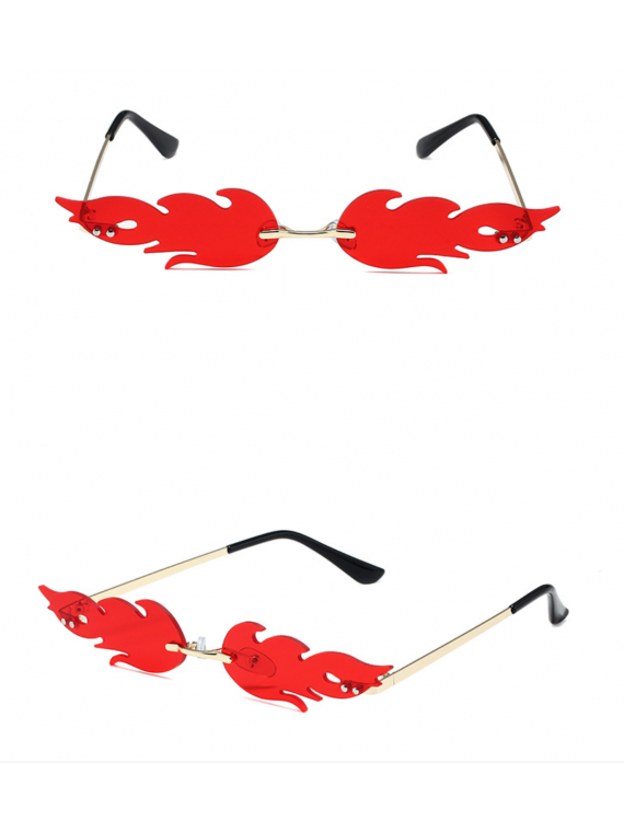 Letuwj Flame Shape Sunglasses - Unisex Red UV Protection Sunglasses, Metal Frame, Non-Polarized