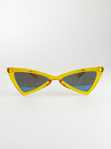 Yellow Triangular Sunglasses with Green Revo Lens