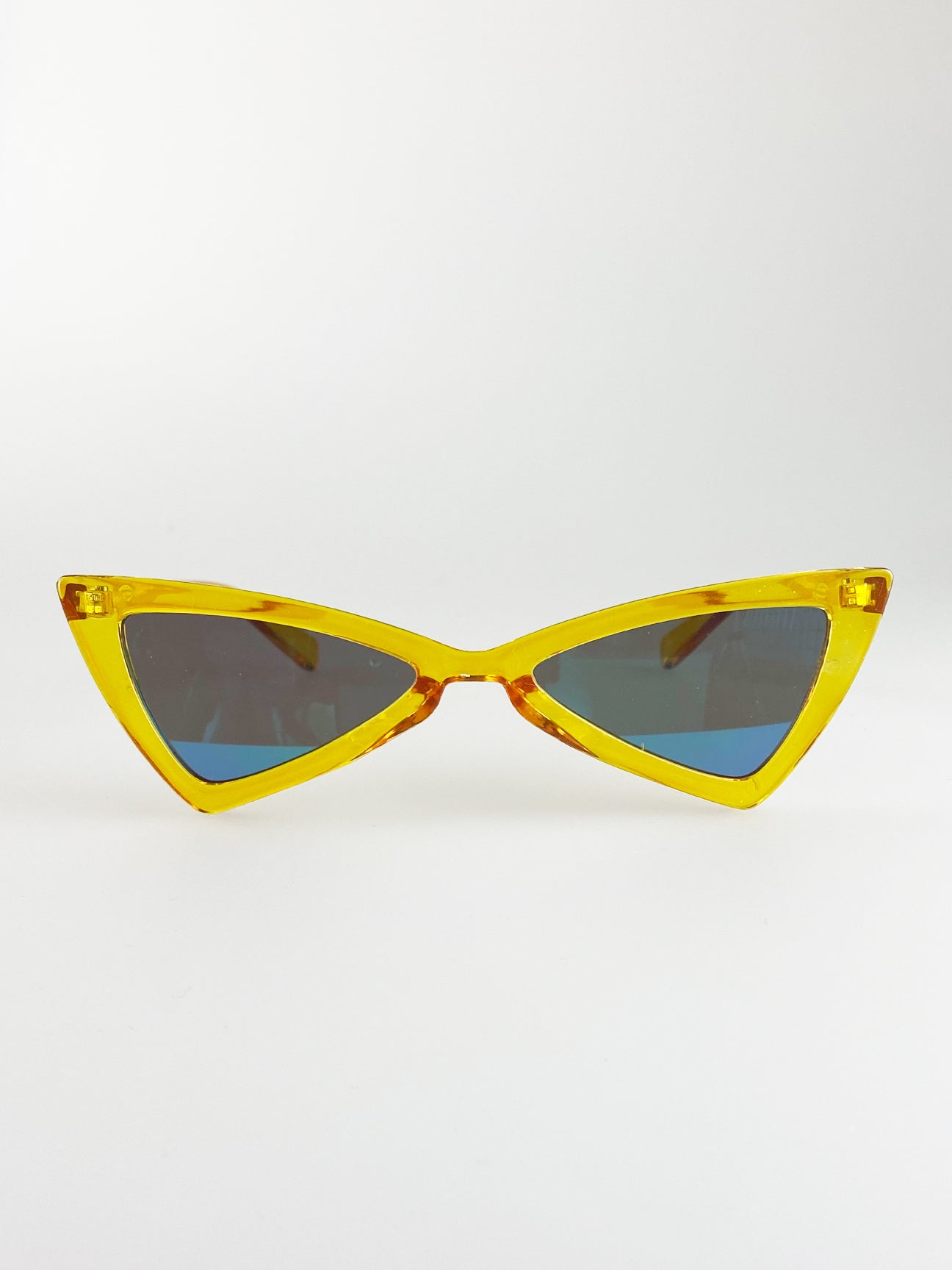 Yellow Triangular Sunglasses with Green Revo Lens