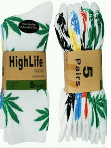 WEED LEAF SOCKS - WHITE