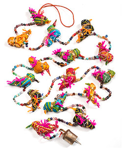 String of 15 Multicoloured Birds with Bells