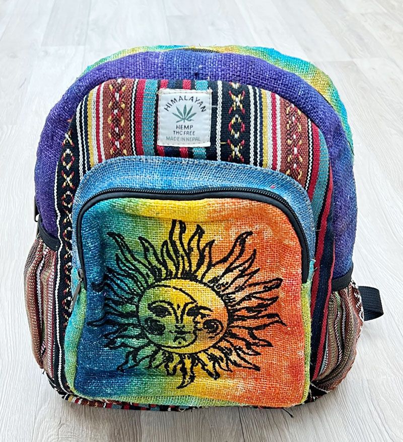 Sun/Moon Tie-Dye Hemp Small Backpack