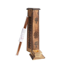 Load image into Gallery viewer, TREE OF LIFE MANGO WOOD INCENSE TOWER SET
