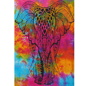 Multicolour Tie Dye Elephant Throw/Bedspread