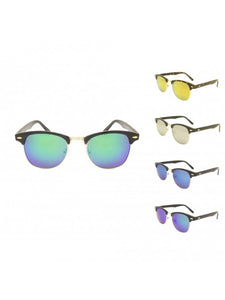 Classic Clubmaster Colour Mirror Lens Sunglasses - 4 COLOURS