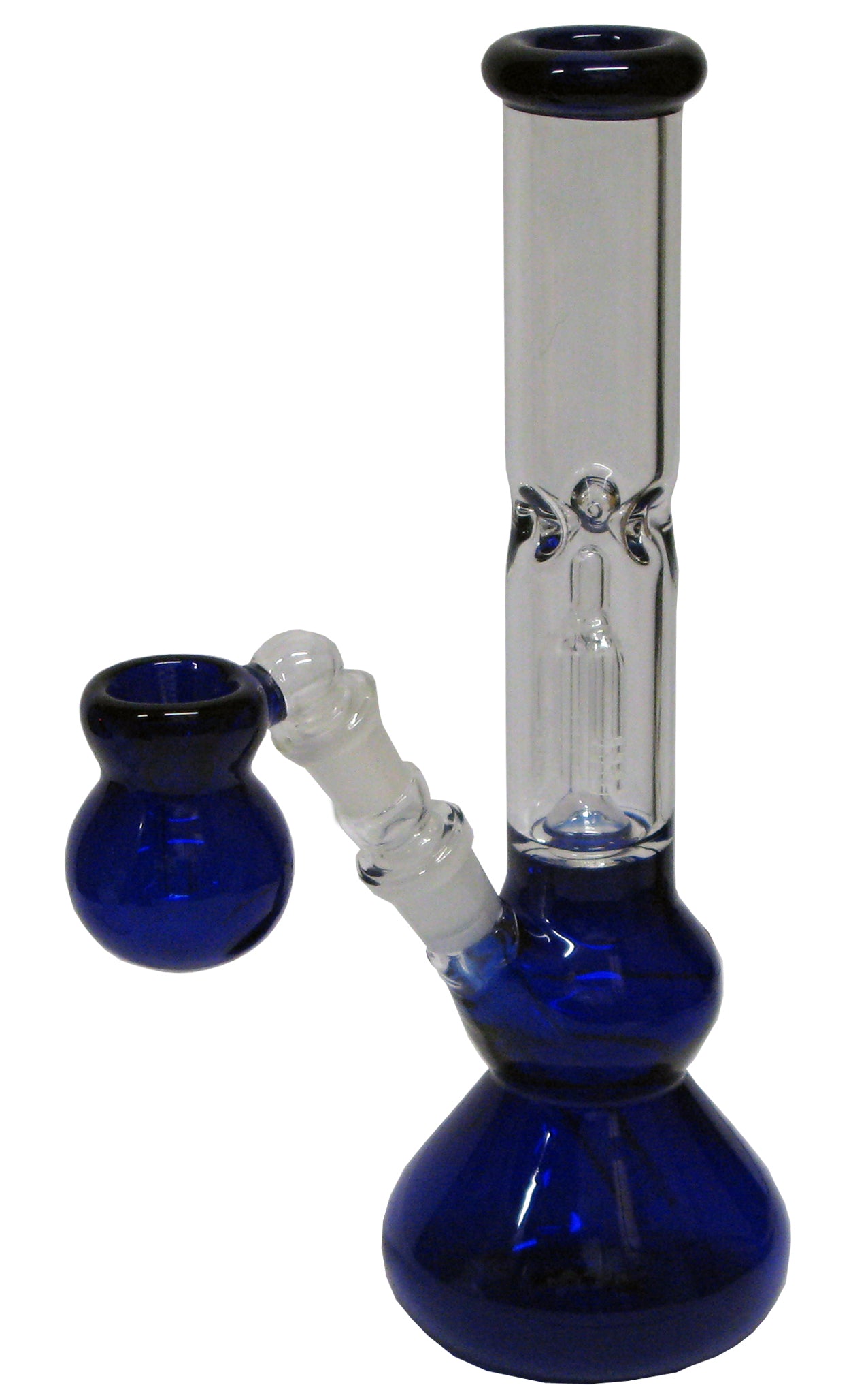 Basil Bush Mini Tree Percolator Glass Bong With Ash Catcher 25cm - Blue