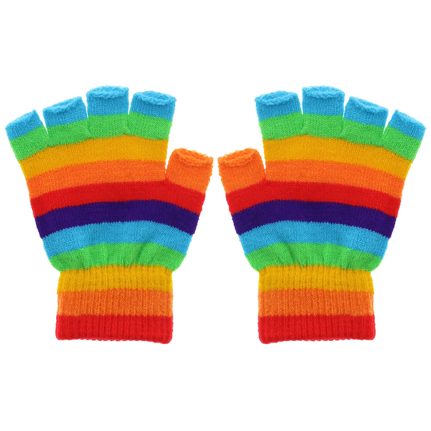 Multicoloured Rainbow Stripe Fingerless Gloves