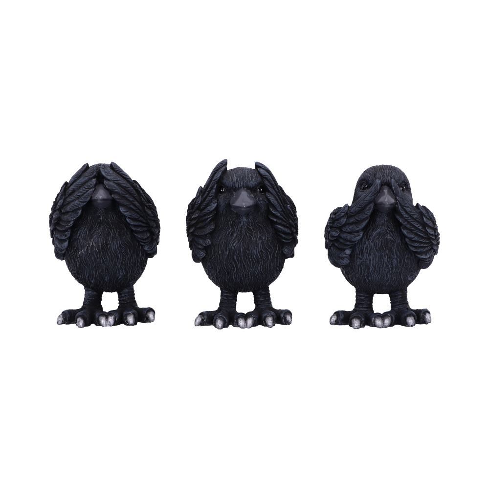 Three Wise Ravens Figurines