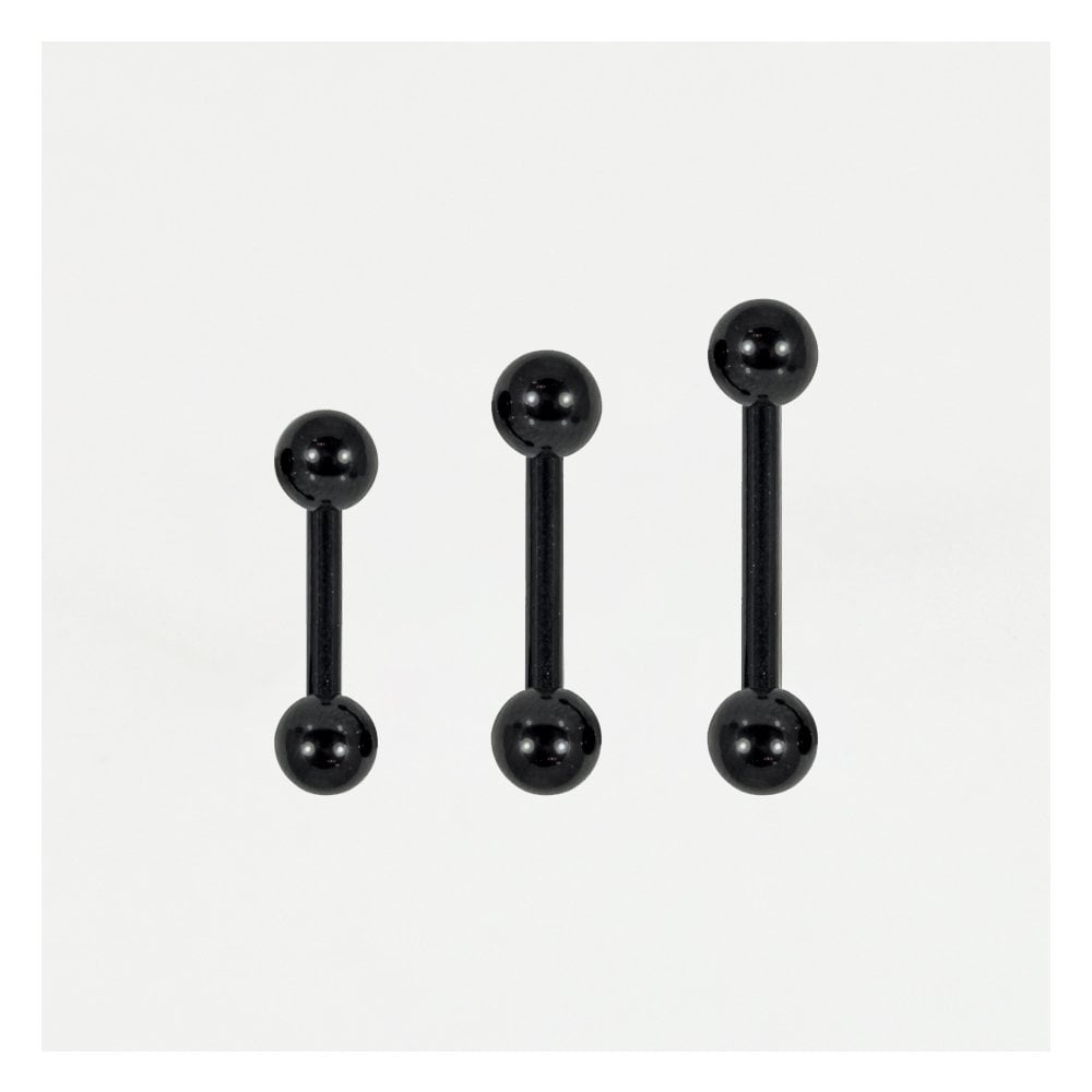 Black Tongue/Nipple PVD Black Steel 1.6mm Barbell