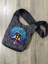 Load image into Gallery viewer, Black Shoulder Bag With Yoga &amp; Chakra
