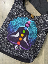 Load image into Gallery viewer, Black Shoulder Bag With Yoga &amp; Chakra
