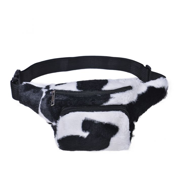 Fluffy Cow Print Bum Bag