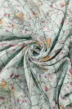 Load image into Gallery viewer, Robin Bird on Branch Print Scarf -  BABY BLUE
