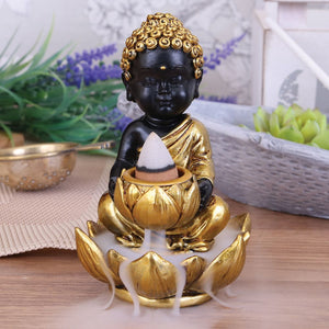 Black & Gold Baby Buddha Backflow Incense Burner