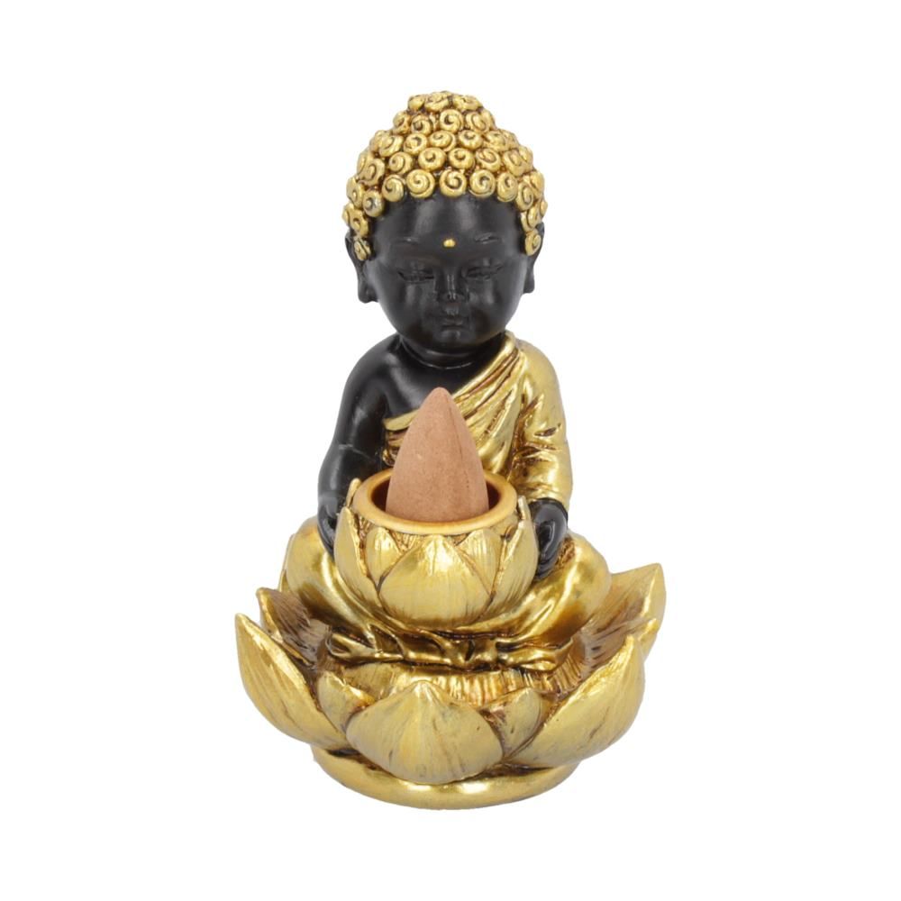 Black & Gold Baby Buddha Backflow Incense Burner