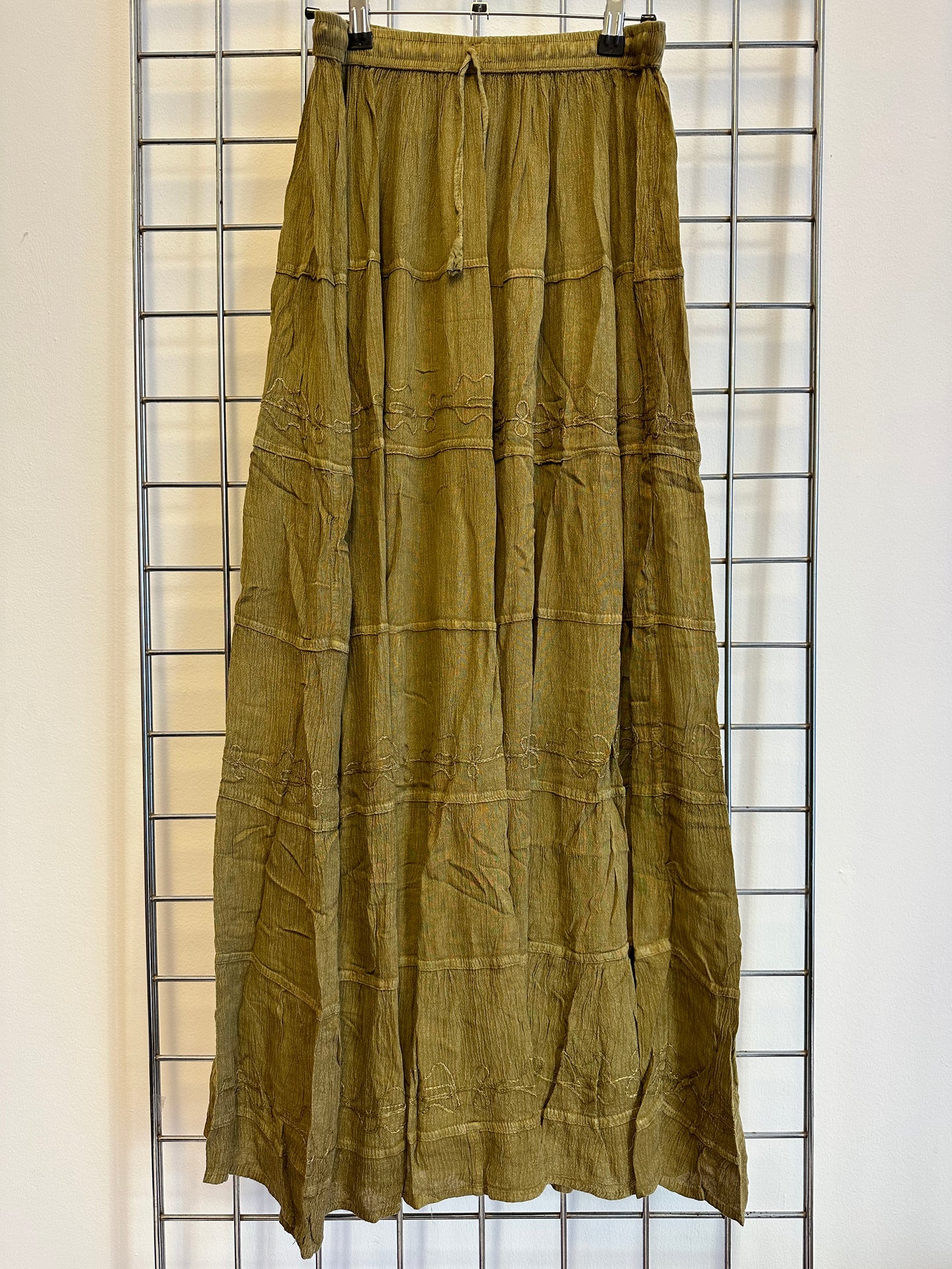 Long Sandy/Khaki Stonewashed Skirt