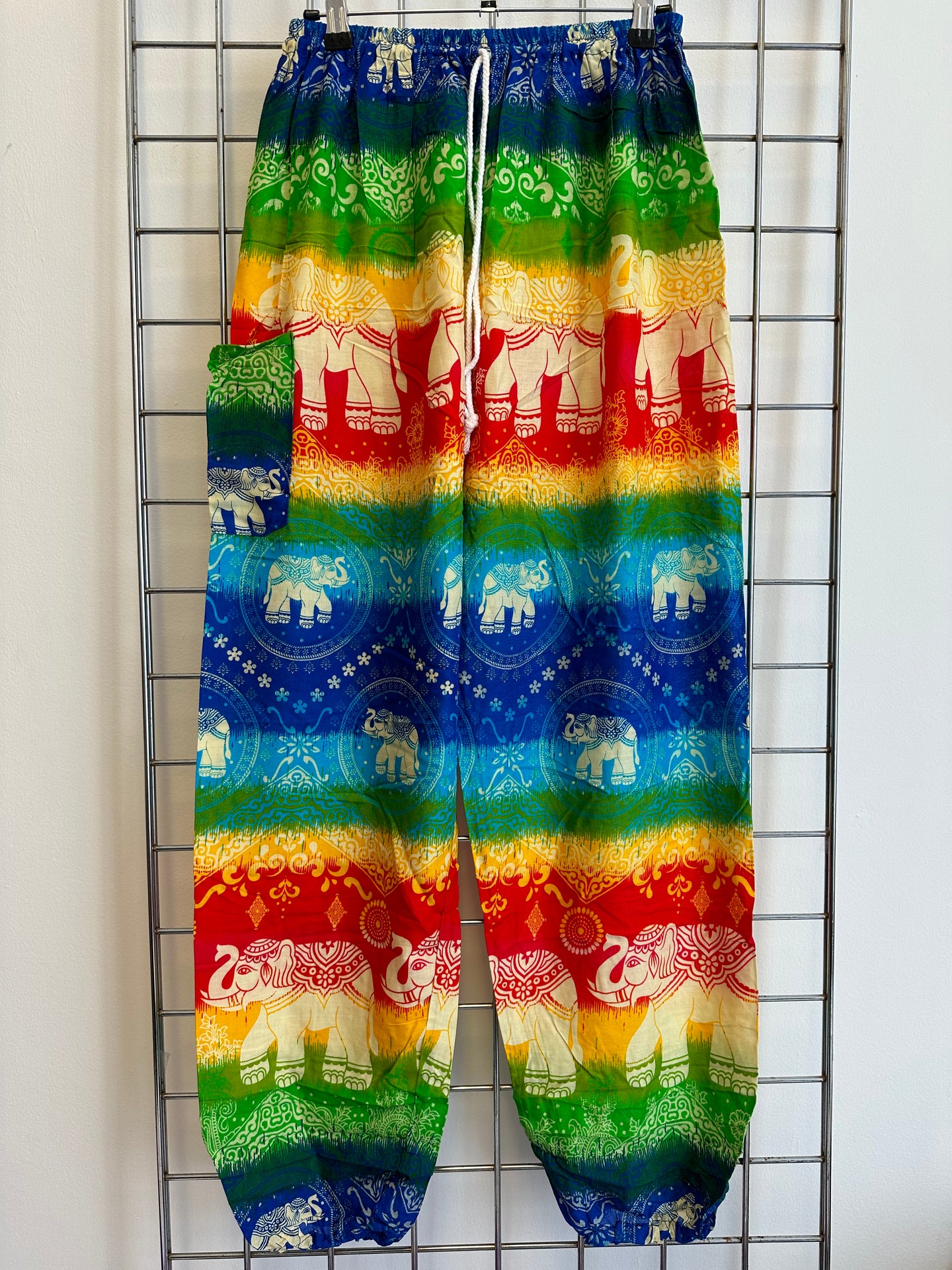 Drawstring Rainbow Elephant Trousers