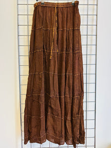 Long Brown Stonewashed Skirt