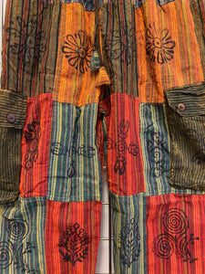 Patchwork Gheri Print Trousers – ORANGE/RED