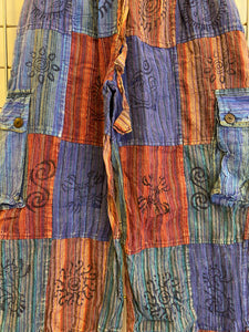 Patchwork Gheri Print Trousers - BLUE