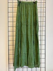 Long Green Stonewashed Skirt
