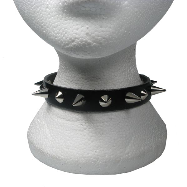 1 Row Conical & Small Cone Leather Choker/Neckband