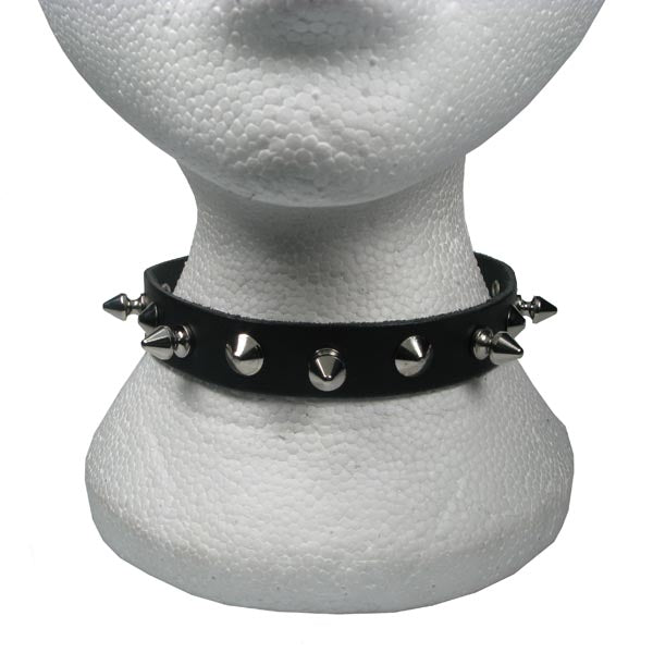 1 Row Conical & Small Spike Leather Choker/Neckband