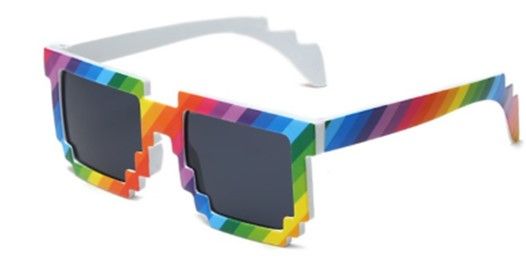 Pixel Rainbow Sunglasses- White