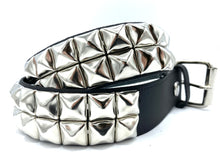 Load image into Gallery viewer, 2 Row Pyramid Studded Leather Belt
