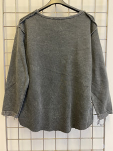 Anthracite Stone Washed Cotton Women Sweatshirt