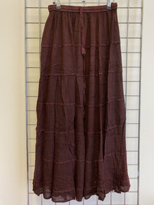 Long Dark Red Stonewashed Skirt