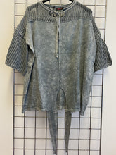Load image into Gallery viewer, Grey Stonewash Mesh Knit Top
