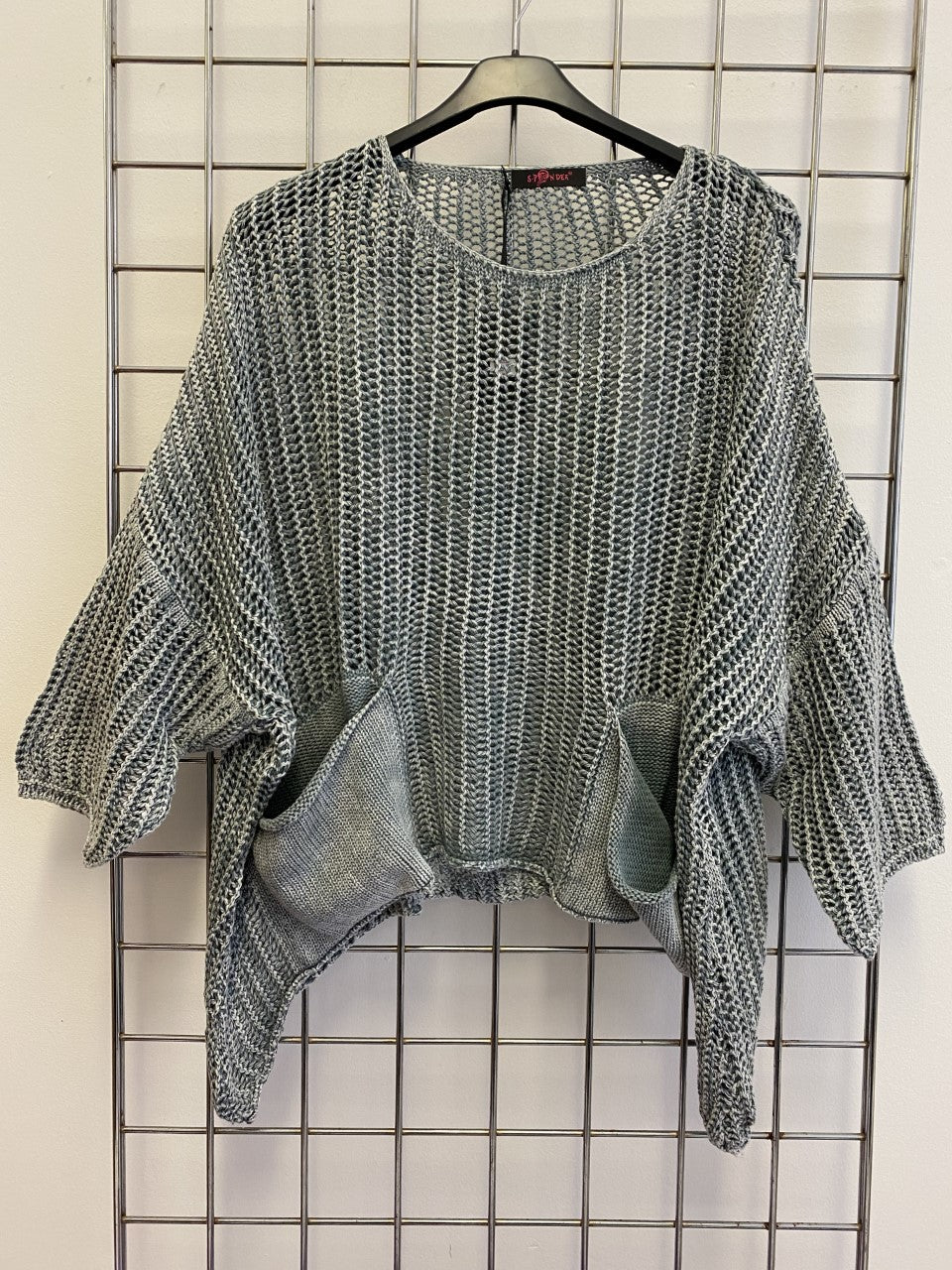 Grey Stonewash Knit Top