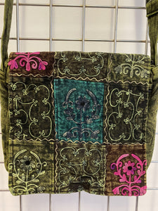 Embroidered Floral Shoulder Bag - GREEN