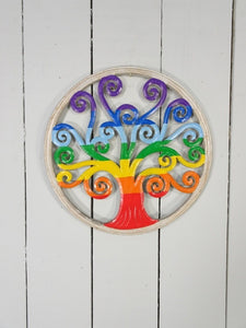 Round Cut Out Rainbow Tree Of Life Plaque