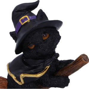 Tabitha Small Witches Familiar Black Cat and Broomstick Figurine